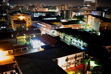 A view of Kinshasa at night.