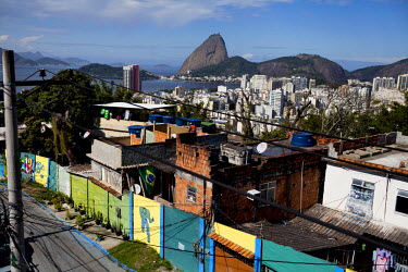 View of Sugarloaf moutain from the Tavares Bastos favela.