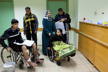 Weam Al Astal, a nine year old from Khan Younes, arrives at the Shifa hospital for a consultation regarding the serious injuries she received during the summer 2014 Israeli military operation ('Pillar...