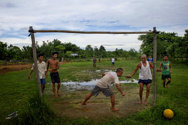 Recovering drug addicts, some of who worked as jade miners, play football at a Kachin Baptist Convention drug rehabilitation facility. Kachin state, where most of Myanmar's jade comes from, has some o...