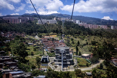 From the metro-cable, a view of Nuevo Occidente, a large social housing complex of mostly displaced or forcibly evicted families, in Medellin.Medellin was voted the most innovative city in the world i...
