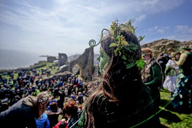 People gather at a Jack in the Green festival. The festival is part of a recent revival of an older custom where people would wear frameworks covering much of their bodies which were decked out in fol...