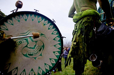 Celebrations at a Jack in the Green festival. The festival is part of a recent revival of an older custom where people would wear frameworks covering much of their bodies which were decked out in foli...