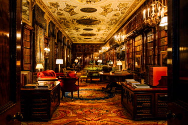 The library at Chatsworth House, a stately home in Derbyshire. Its collection contains some of the oldest books in the world. The property is the seat of the Duke of Devonshire and has been home to th...