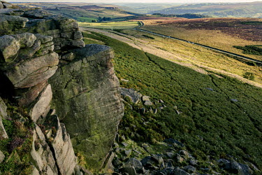 The view from the top of Stanage Edge, a popular place for rock climbers.