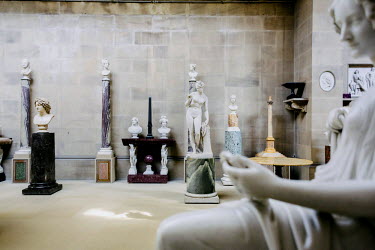 The sculpture room at Chatsworth House, a stately home in Derbyshire. It is the seat of the Duke of Devonshire and has been home to the Cavendish family since 1549.