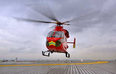 A helicopter landing at the Royal London Hospital in Whitechapel. London's Air Ambulance, also known as London HEMS (Helicopter Emergency Medical Service), is a British registered charity that operate...