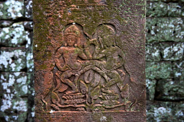 Detail of stone carving on the Bayon, Angkor Thom