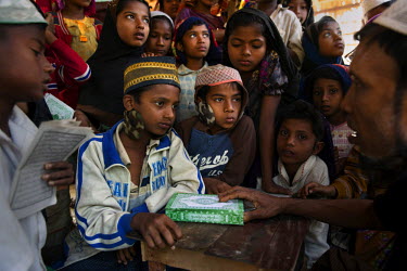 Children in the Thae Chaung Rohingya IDP camp which was established after violent clashes between Muslim Rohingya and Budhhist Rakihine. Its residents are prevented from leaving the camp by Myanmar se...