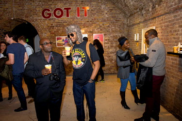 People at an 'Opening' in the Hoxton Gallery in East London's trendy Hoxton area.