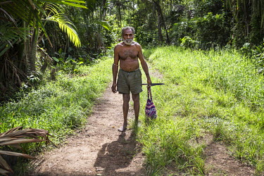 Swindu Sangi, a resident of Koptui village, that is affected by illegal logging. He says the: 'Logging company destroyed my gardens while I was sick. When I got better and went to see what happened, i...