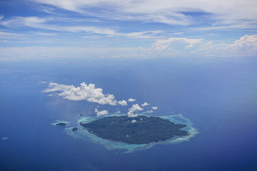 An aerial view of Karkar Island. A study of tropical mountain birds found that they were shifting their ranges upslope to escape warming temperatures. According to the report by Cornell Lab of Ornitho...