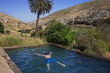 A Palestinian youth from Hebron enjoys a swim in Ein Farha, considered to be one of the most beautiful nature spots in the entire West Bank. It, like many other nature reserves and heritage sites, is...