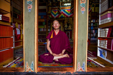 Lama Karma in meditation at Tango Monastery.