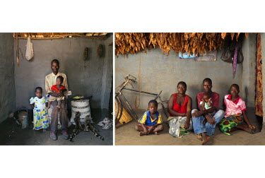 Left: 2005, Saulos Fanuel (25), with daughter Ketilina (two) and son Lefiyamu (one), sitting on a bag of fertilizer. Saulos is the son of the village headman. Few people in the village eat meat as oft...