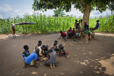 South Sudanese refugee children at Mongula displaced South Sudanese settlement.
