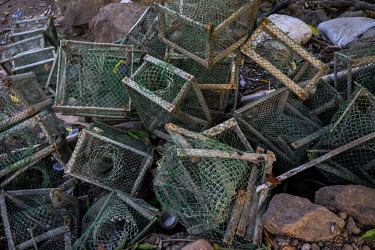 Damaged and discarded crab pots destroyed by Typhoon Haiyan.  Typhoon Haiyan, or Yolanda as it is known in the Philippines, made landfall on 8 November 2013 and was one of the deadliest typhoons to hi...