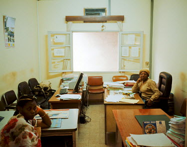 A small office where 17 people are supposed to work each day at the Ministry of Advancement of Women and the Family.