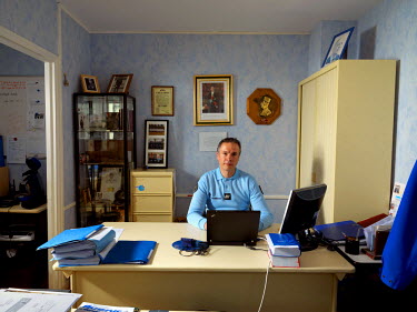 Police Judiciaire David Bauduin behind his desk at the Gendarmerie.