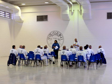A meeting of the committee of 'lifers' (men with a life sentence) in Georgia State Prison, a medium security prison that opened in 1937 and holds 1,500 inmates.