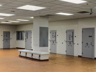 The Holding Room ('H' stands for Holding) in Morgan County Public Safety Complex, Georgia's newest jail (opened in 2012), situated in a former CD warehouse. It has 192 beds, two men per cell.