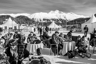 Visitors during a break at an international Snowpolo tournament.