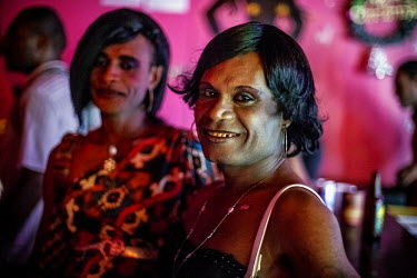 Hanuabada residents Mike 'Marbelline' and 'Shantelle' in Pacific Leisure nightclub in Port Moresby. Hanuabada/Elevala village is considered one of the few places in PNG where gay men can live in safet...