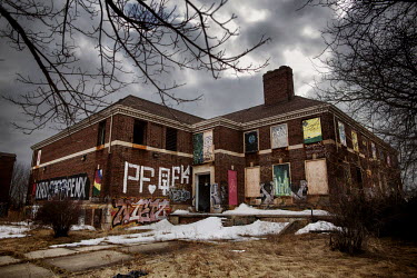 The exterior of the once famous Kronk Gym. The training facility opened shortly after World War I and closed in 2006. Today it is a ruin. The Kronk Gym was run by legendary boxing trainer Emanuel Stew...