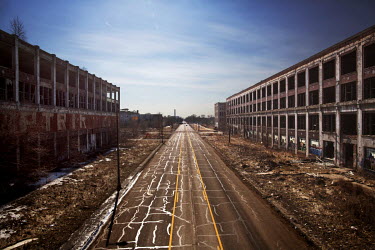 A road running through the Packard Automotive Plant, a former automobile-manufacturing factory where luxury Packard cars were made by the Packard Motor Car Company and later by the Studebaker-Packard...