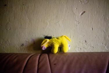 A toy in a flat in the Lunik IX housing estate, a decrepit complex almost entirely populated by Roma (6542 residents registered as living there in 2015). The concrete buildings are in appalling condit...