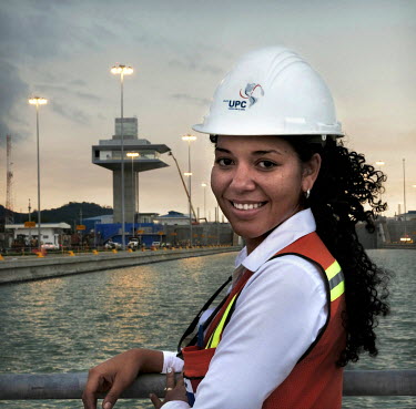 Angelica Pujol, a safety manager working on the Panama Canal Expansion. When the Panama Canal Expansion is complete, 26 June 2016, ships specified as New Panimax, 320.04m (1,050ft) (l) x 33.54m (110ft...