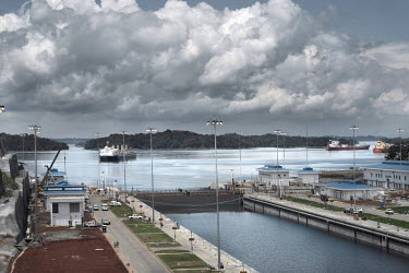 The new Third Set of Locks to and from Lake Gatun on the Atlantic coast of the Panama canal. The Panama Canal Expansion, which is due to open on 26 June 2016, will allow ships specified as New Panimax...