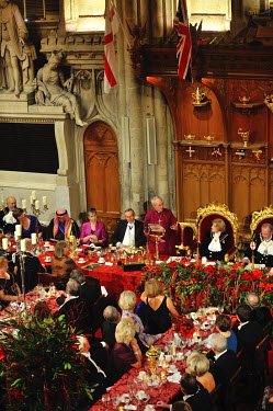 The Archbishop of Canterbury making a speech at the annual Lord Mayor's Banquet in London's Guildhall. The banquet is attended by law lords, financiers, diplomats and various members of the establishm...