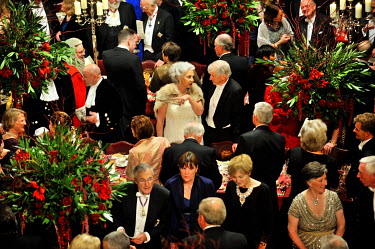 Guests at the annual Lord Mayor's Banquet in London's Guildhall. The banquet is attended by the prime minister, law lords, financiers, diplomats and various members of the establishment.