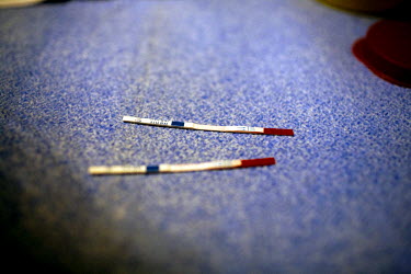 HIV test strips at a mobile harm reduction centre that provides medical, psychological and social assistance for injecting drug users and sex workers as well as HIV, viral hepatitis, sexually-transmit...