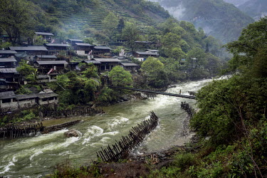 The Pula River & Cileng village, a tributary of the Nujiang River 2kms from its confluence in Gongshan.
