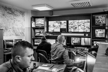 A Camera Situation Room at the border checkpoint with Ukraine.