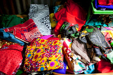 Some of the items sewn by Moyna Begum at her home in Jhilpaar area, Mirpur. Moyna started a business making and selling clothes, having received training from Concern.