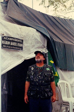 National Guards member Adans Ghizzi, of Campinas, holds a meeting with members of the Brazilian Interventionist Resistence Movement (MBRI) at their headquarters, called PR 1 -Sergeant Mario Kozel Filh...