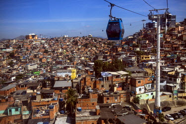 The teleferico cable car crossing Complexo do Alemao in the North Zone.
