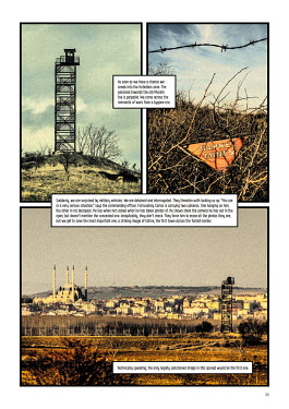 Pages from 'La Grieta', a cross between a graphic novel and a photo story with images by Carlos Spottorno and journalist Guillermo Abril, the result of three years of work looking at the external bord...