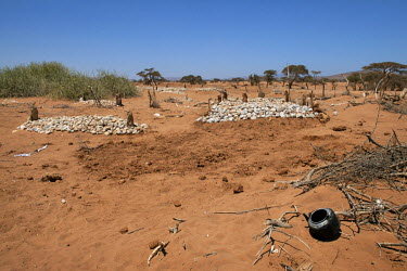 New graves in the cemetery in the village of Boodhley where some victims of the region's drought have been buried. Drought has brought Somaliland to the brink of famine and if April's rains fail the r...