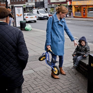 Justine with her two year old son in Palmers Green. Justine says of Brexit: 'I think Brexit is sad and I feel sorry for those people who don't really know what's happening, who are thinking they shoul...