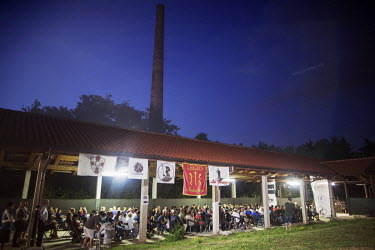 Several hundred members of the fascist Lealta e Azione (Loyalty and Action) listen to seminars, drink beer and watch bands playing music popular with the extreme right at their annual summer gathering...