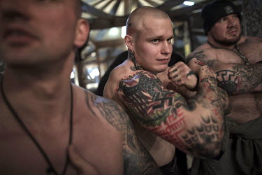 Members of the PPDM (Straight Edge Father Frost Mode) with nationalist and WW2 nazi tattoos. The group promotes a healthy lifestyle. No smoking, no drinking and fight against modern decadence. Their g...