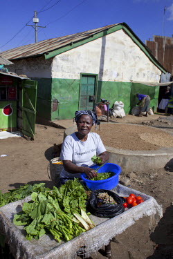 Elizabeth Awino, 48, selling vegetables in a market in Kisumu Ndogo village. A widowed grandmother, she has three children (plus a daughter who died) and four grandchildren.