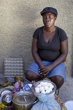 Suzzanne Vil selling eggs in the Carrefour district.