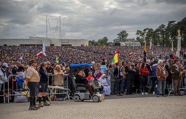 A crowd listens to the speech by Pope Francis during his visit to the shrine of Fatima for its 100th anniversary celebrations.  On 12 and 13 of May 2017 the shrine of Fatima celebrated the centenary o...
