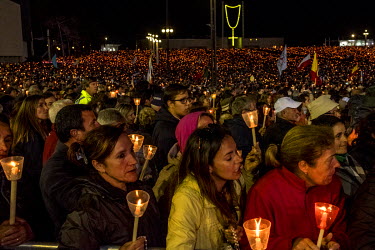 People take part in the candle procession, considered one the highlights of a Fatima pilgrimage. On 12 and 13 of May 2017 the shrine of Fatima celebrated the centenary of the appearence of (six in tot...