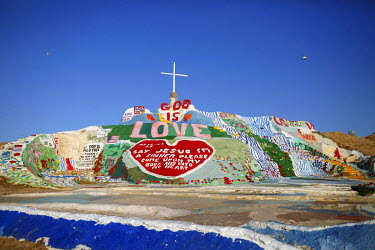 Salvation Mountain created by the artist and former resident of Slab CIty, Leonard Knight, in Imperial Valley desert near Slab City, a squatters' camp about 190 miles southeast of Los Angeles.  Slab C...